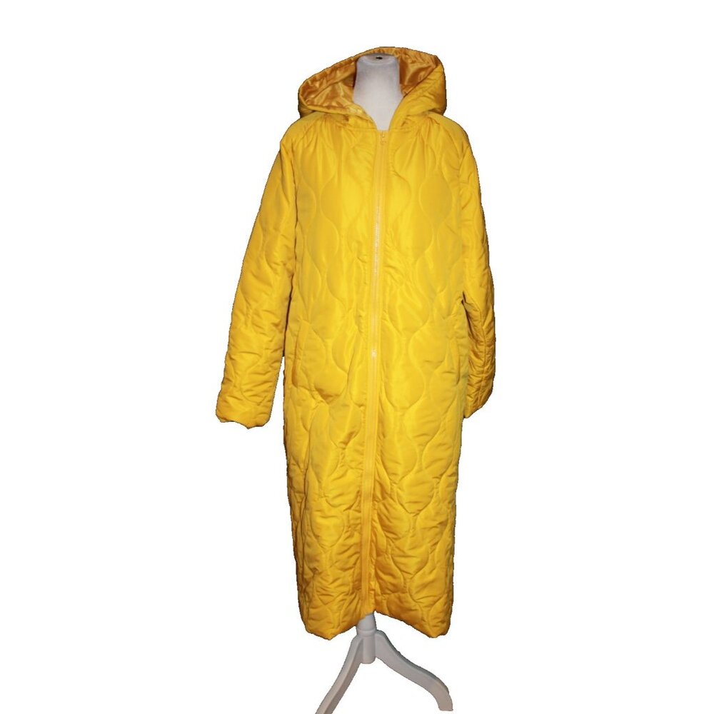 Aveloria Yellow Long Puffer Coat Full Zip Water-Resistant Women's Size Medium M